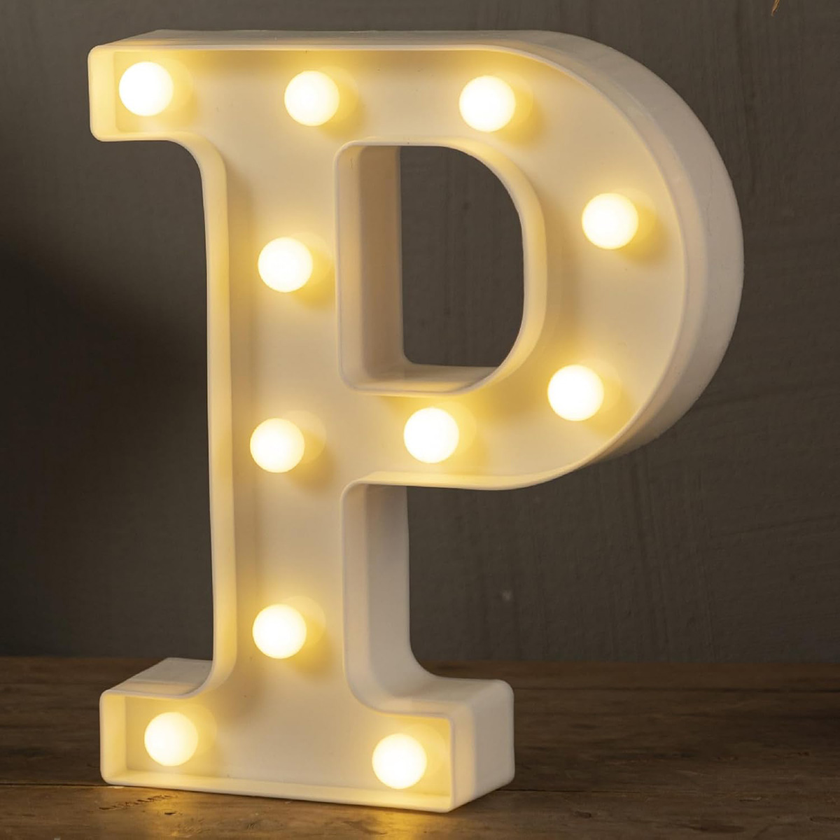 Light Up Letters P LED Marquee Letters Sign 26 Alphabet and 10 Number Big Lights (Warm White)