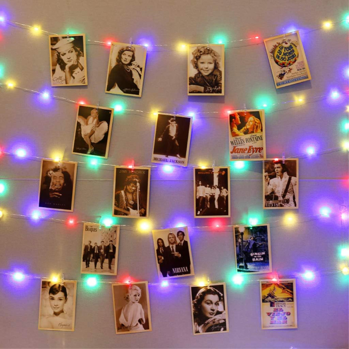 120LEDs Multicolor Photo Clips String Light 8 Modes USB Powered Copper Wire String Light