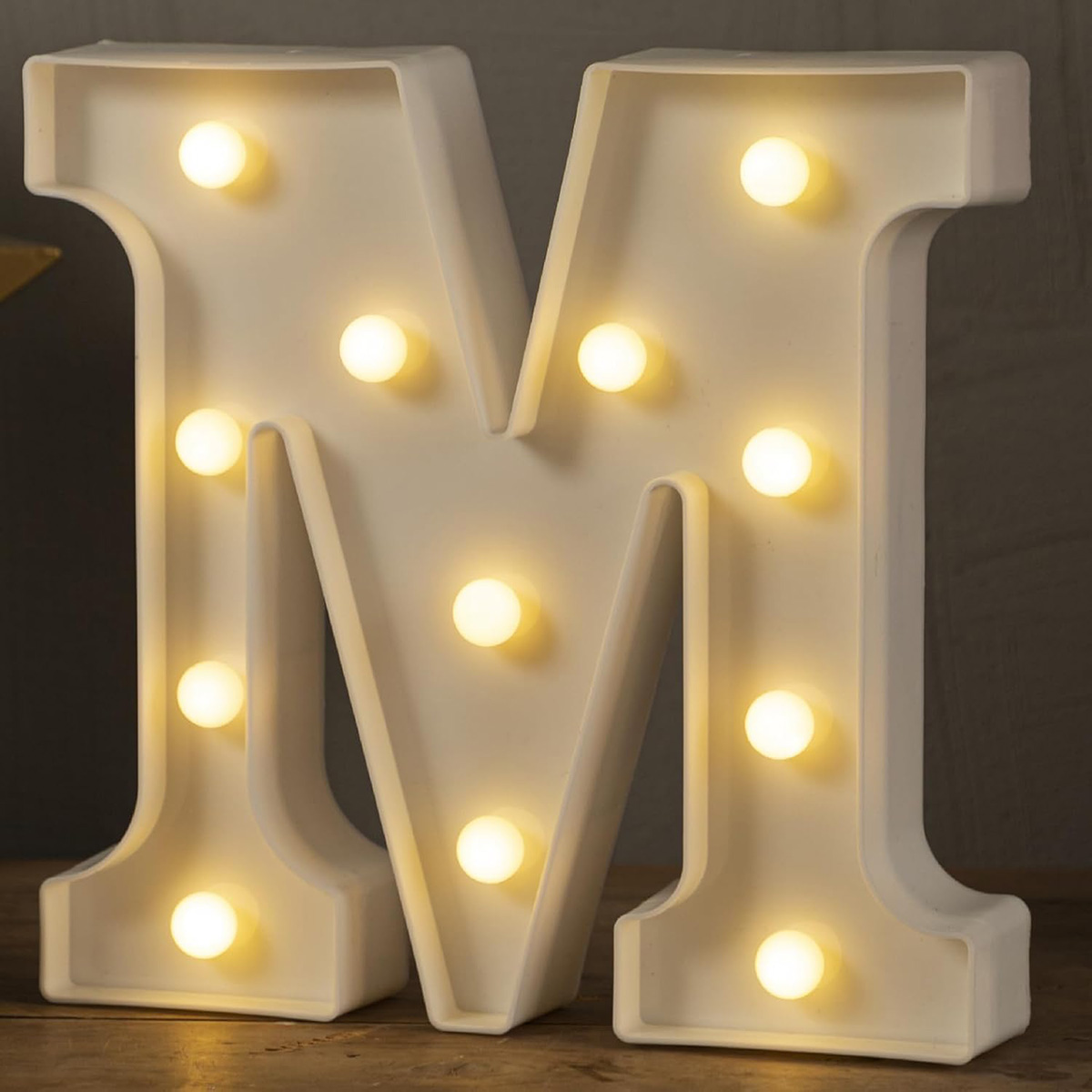 LED Marquee Letters Lights Sign-M Led Letters Lights 26 Alphabet Light Up Number 0-9 Letters Sign (Warm White)