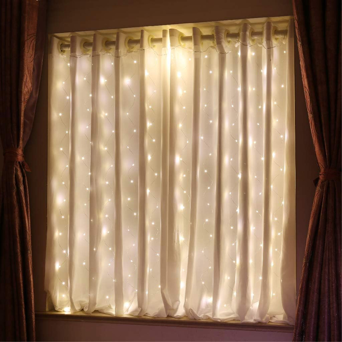 Short Curtain Lights for Small Window 96Led String Light