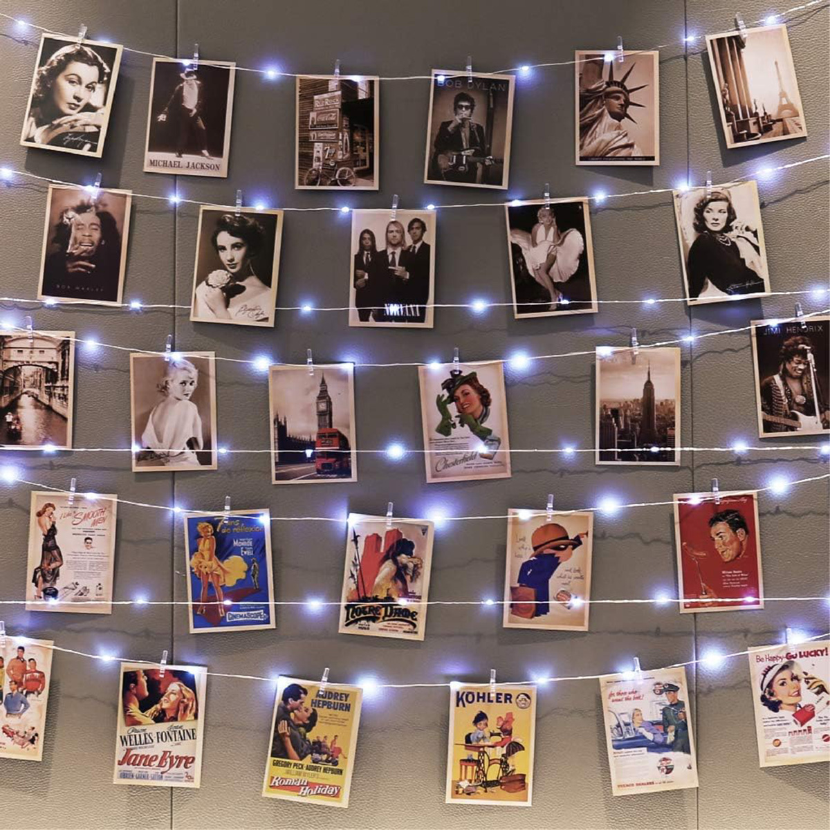 120LEDs White Photo Clips String Light 8 Modes USB Powered Copper Wire String Light