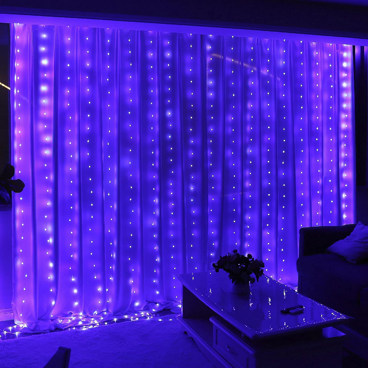 300LED Purple Fairy Curtain Lights for Bedroom