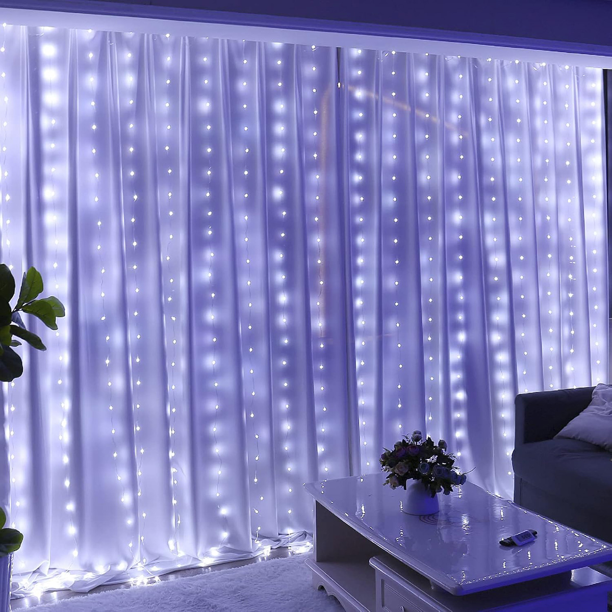 300LED White Fairy Curtain Lights for Bedroom
