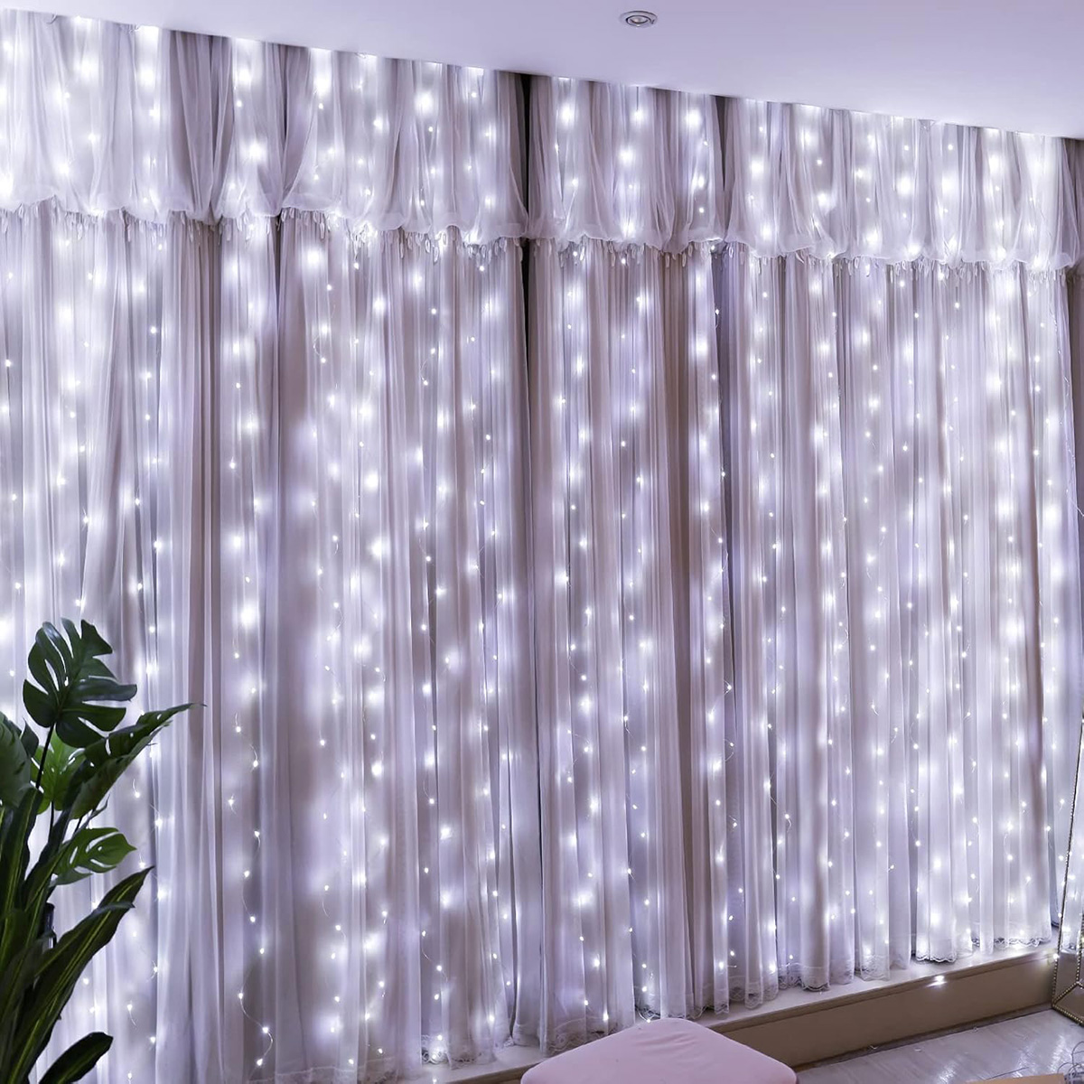 300LED Fairy Curtain Light (Upgrade Two Kinds of Light Clips) with Remote 8 Modes Times