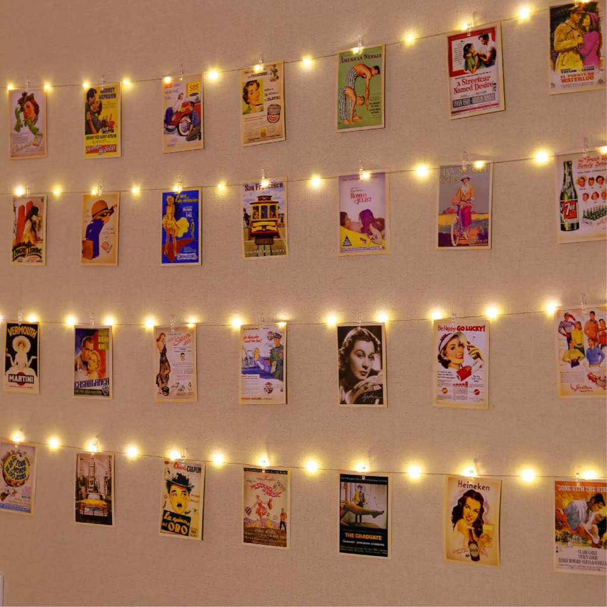 Warm White Photo Clips String Light Timer & 8 Modes