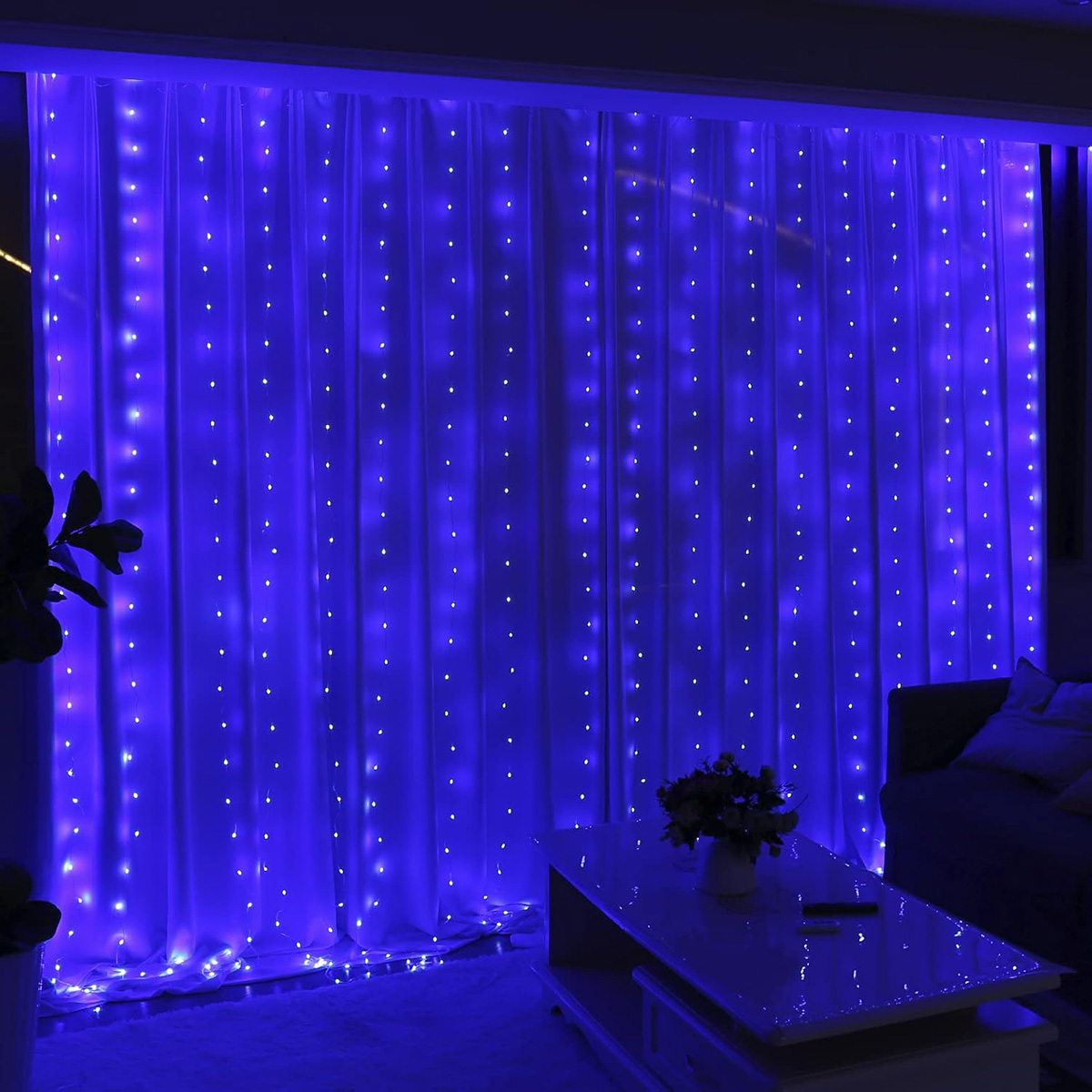 300LED Fairy Blue Curtain Lights for Bedroom