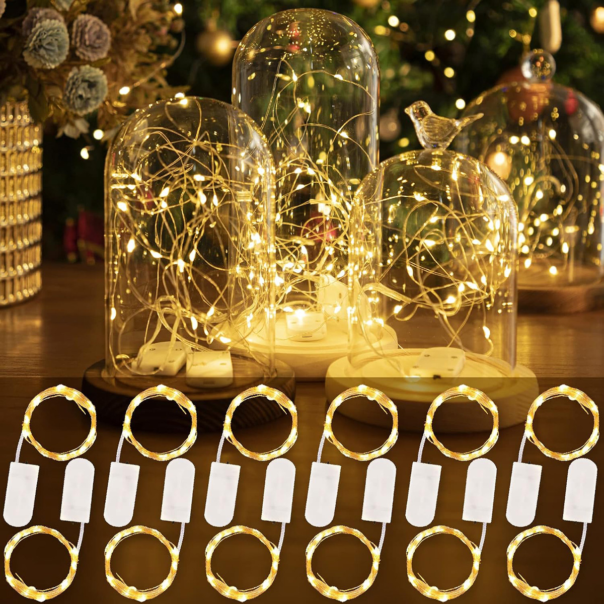 12 Pack Fairy Lights Battery Operated Warm White 7ft 20LED Mini Firefly Starry Lights
