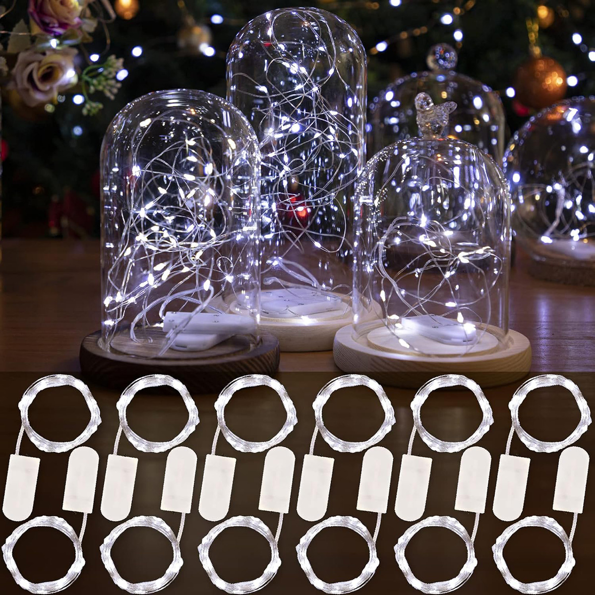 12 Pack LED White Fairy Lights Battery Operated 7ft 20LED Mini Fairy String Lights Mason Jar Lights